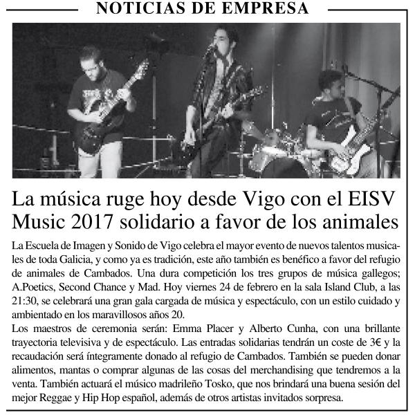 Imagen 'La música ruge hoy desde Vigo con el EISVMUSIC'