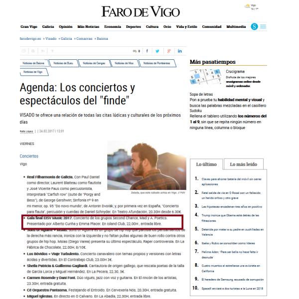 Imagen Agenda Faro de Vigo
