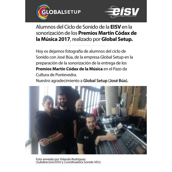 Imagen Alumnos del ciclo de Sonido con Global Setup en los Premios Martín Códax de la Música