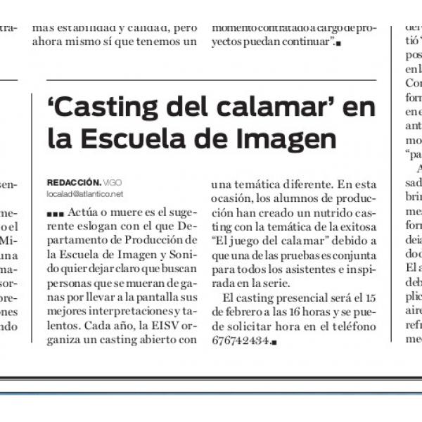 Imagen noticia: Casting de la EISV se publicita en Atlántico Diario